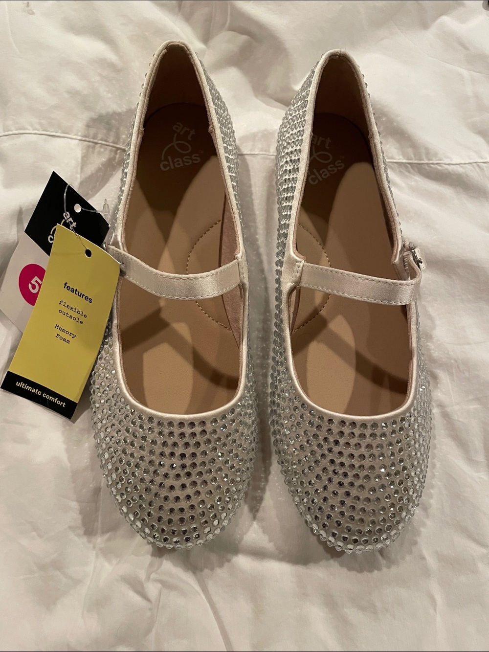 art class Silver Sparkle Mary Jane Flats for Girls